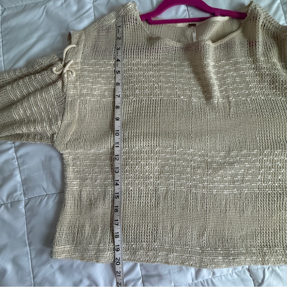 Free People Beige Knit Lace-up Sleeve Sweater – OVERSIZED XS - Picture 9 of 9